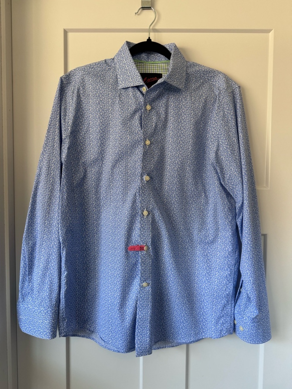 Egara Light Blue Micro-Print Button-Down Shirt
